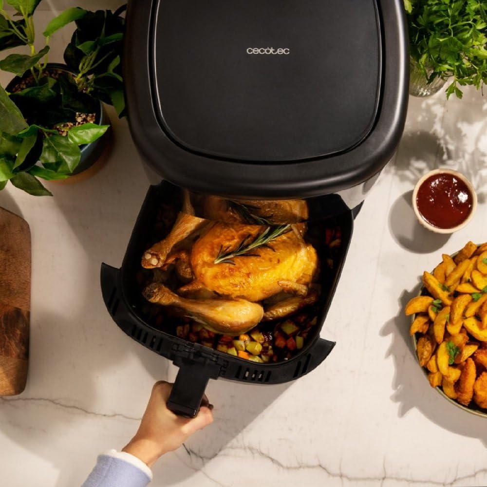 Cecotec Freidora de Aire sin Aceite de 6 L Air Fryer con Accesorios Cecofry Bombastik 6000 Full. 1700 W, Tecnología PerfectCook, Temperatura y Tiempo Regulables, Control Táctil, 12 Modos