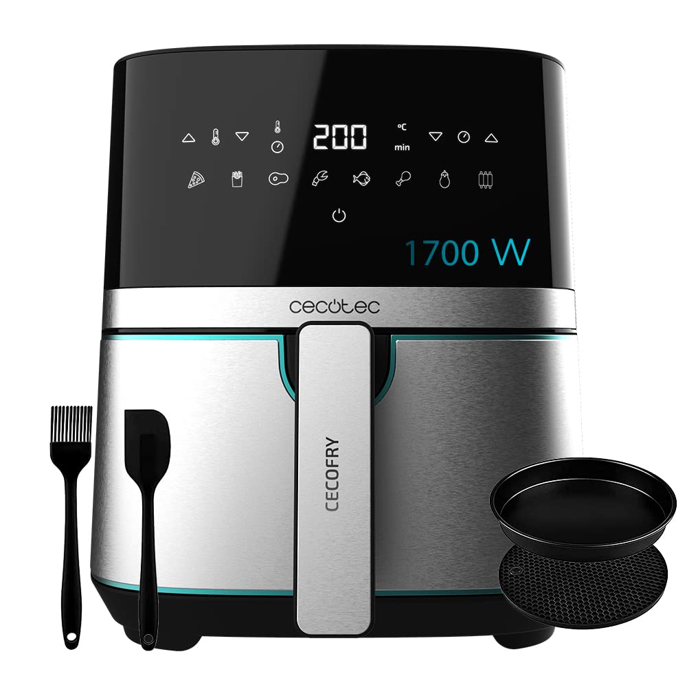 Cecotec Freidora de Aire sin Aceite de 6 L Air Fryer con Accesorios Cecofry Bombastik 6000 Full. 1700 W, Tecnología PerfectCook, Temperatura y Tiempo Regulables, Control Táctil, 12 Modos