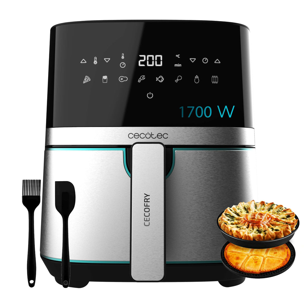 Cecotec Freidora de Aire sin Aceite de 6 L Air Fryer con Accesorios Cecofry Bombastik 6000 Full. 1700 W, Tecnología PerfectCook, Temperatura y Tiempo Regulables, Control Táctil, 12 Modos