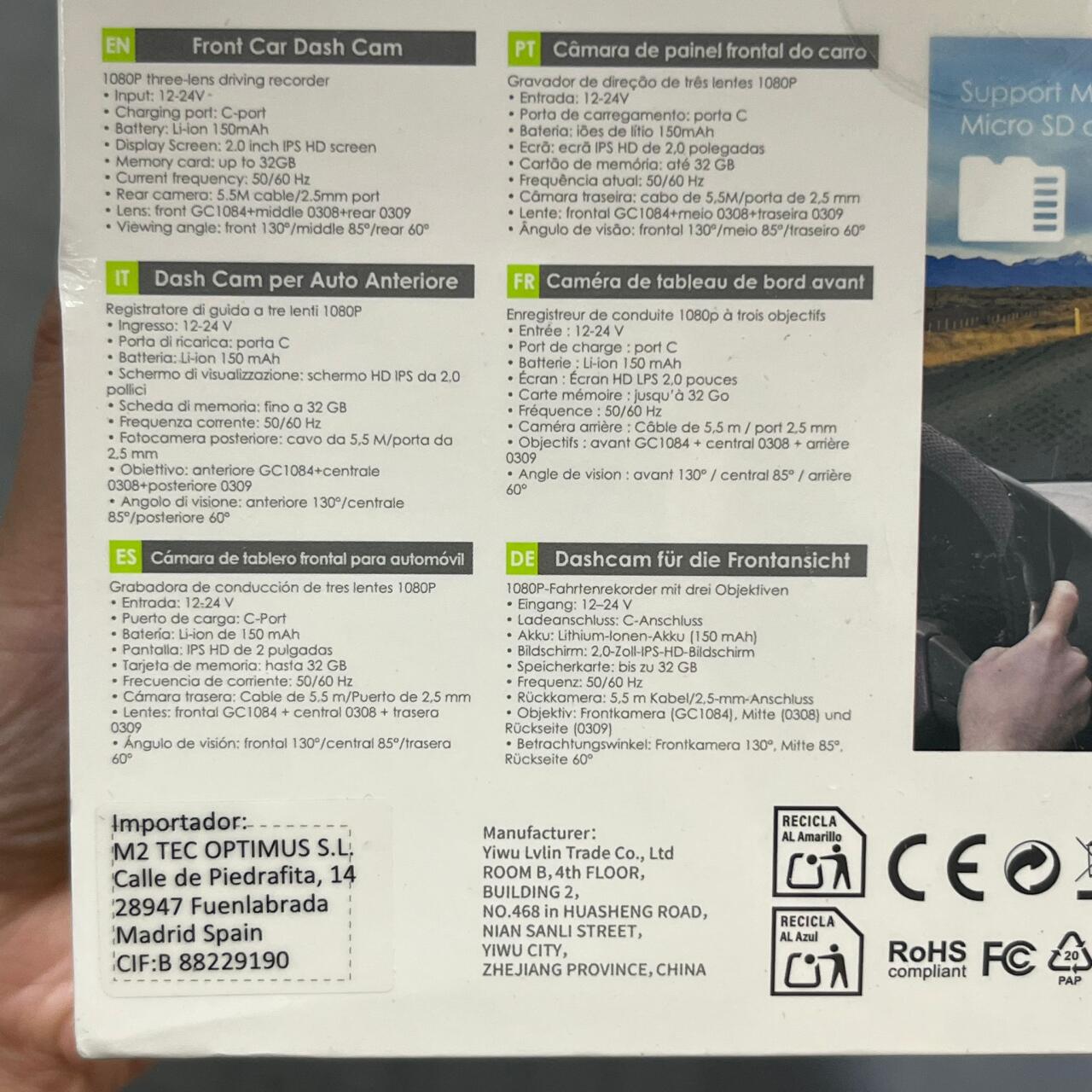 Grabadora de Conducción 3 Lentes 1080P – Seguridad Total en Todo Momento