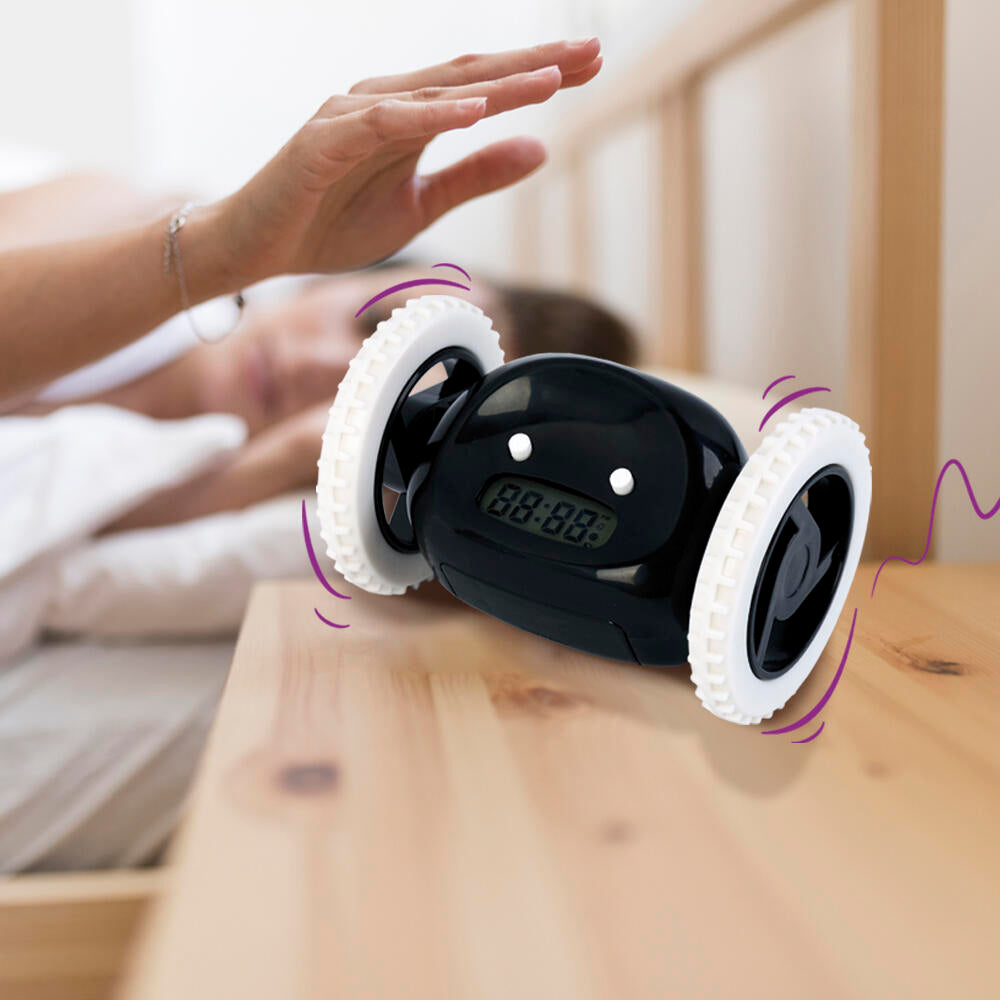 Despertador Digital Inteligente con Ruedas Que Corre Sonido Potente Ruidoso